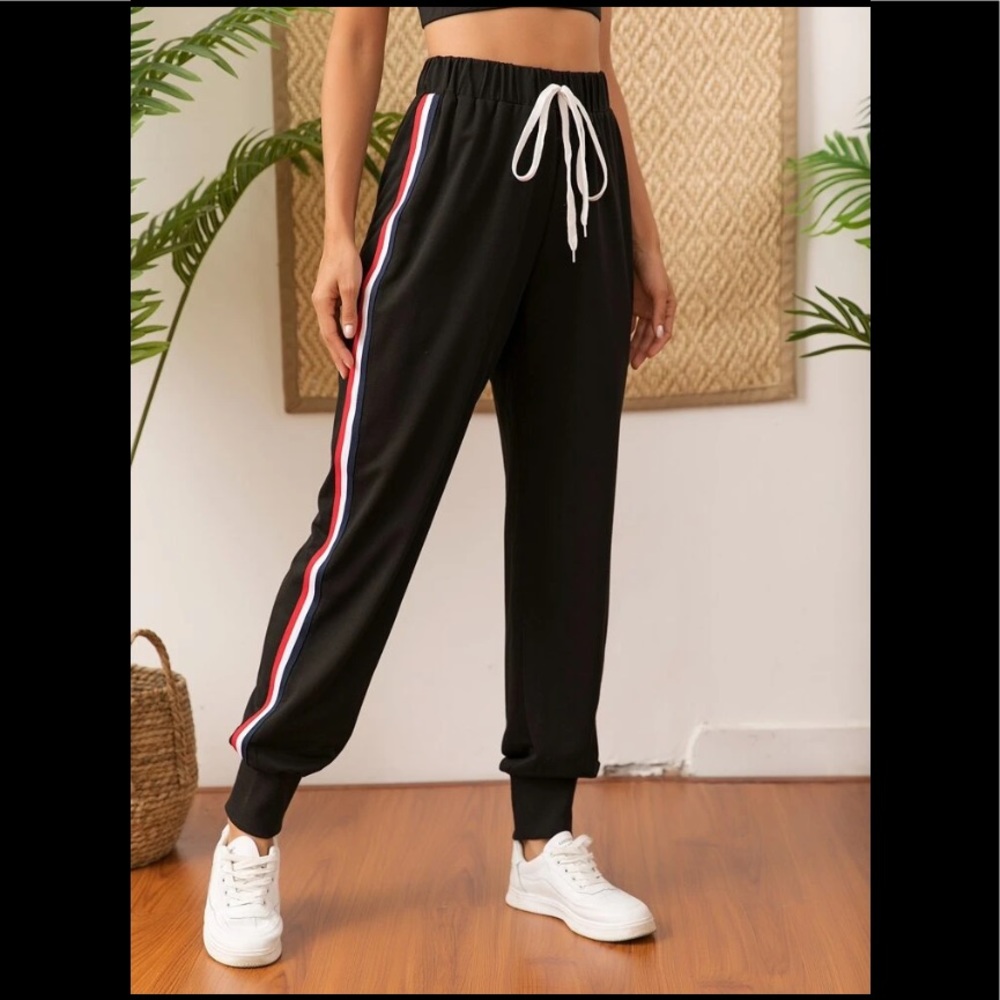 Athletic Comfortable Striped Drawstring Joggers/Sweatpants - Picture 2 of 5